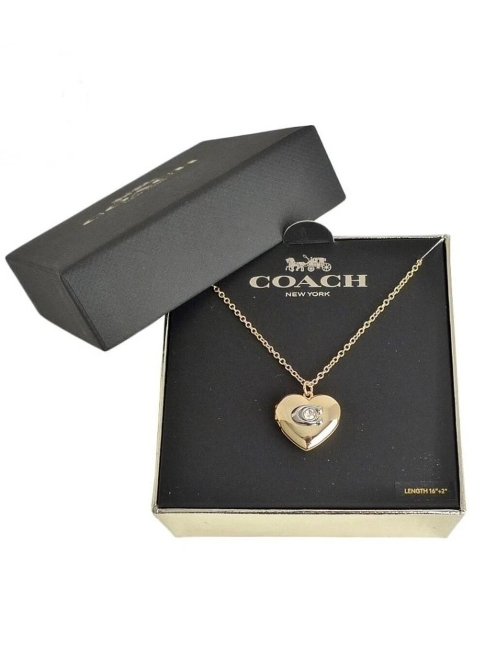 NWB Coach Signature Heart Locket Necklace